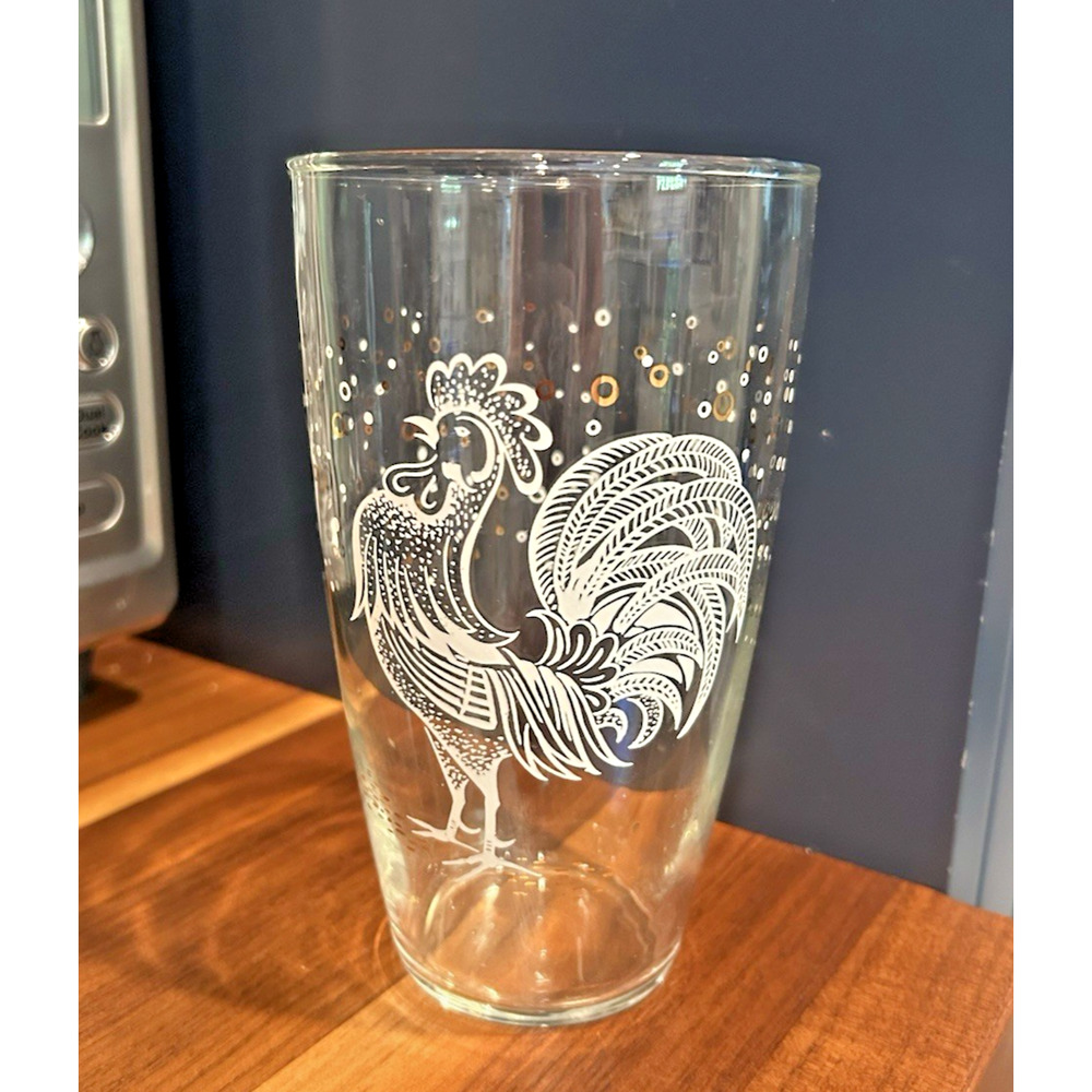 Libbey Chanticleer Rooster Cocktail Shaker Glass MCM Barware Vintage No Lid